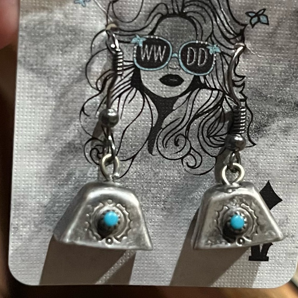Native Turquoise Bell Earrings - image 1